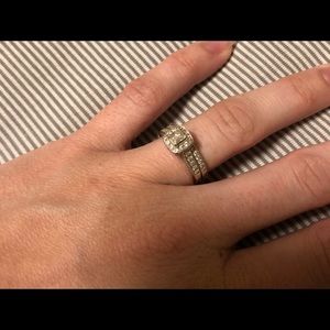 14K White Gold Princess-Cut wedding ring set Size6